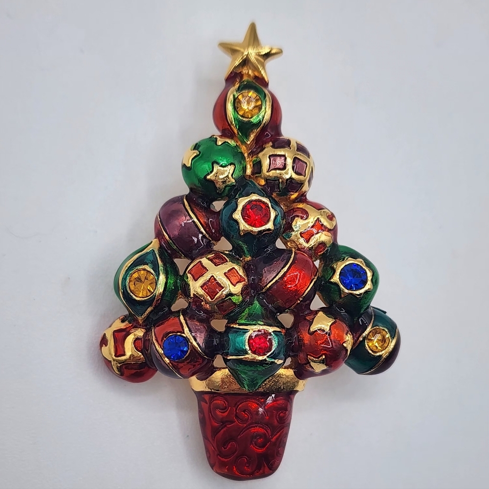 Christopher Radko Christmas Ornament Tree Brooch